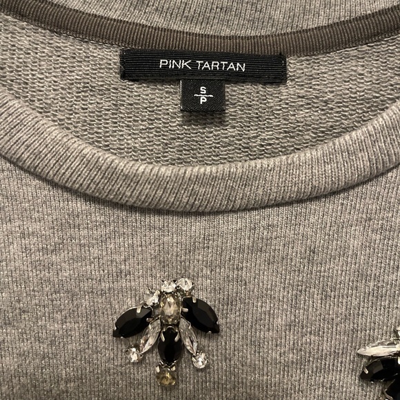 Pink Tartan. Pink tartan grey sweatshirt. Pink tartan bedazzled sweatshirt Small - Picture 3 of 6